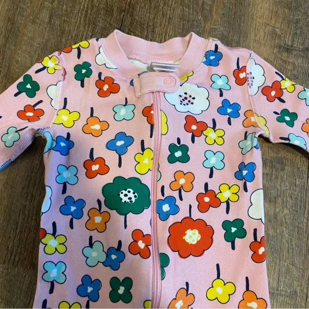 Hanna Andersson Floral Kids One Piece Pajamas Size 3T - Picture 2 of 5